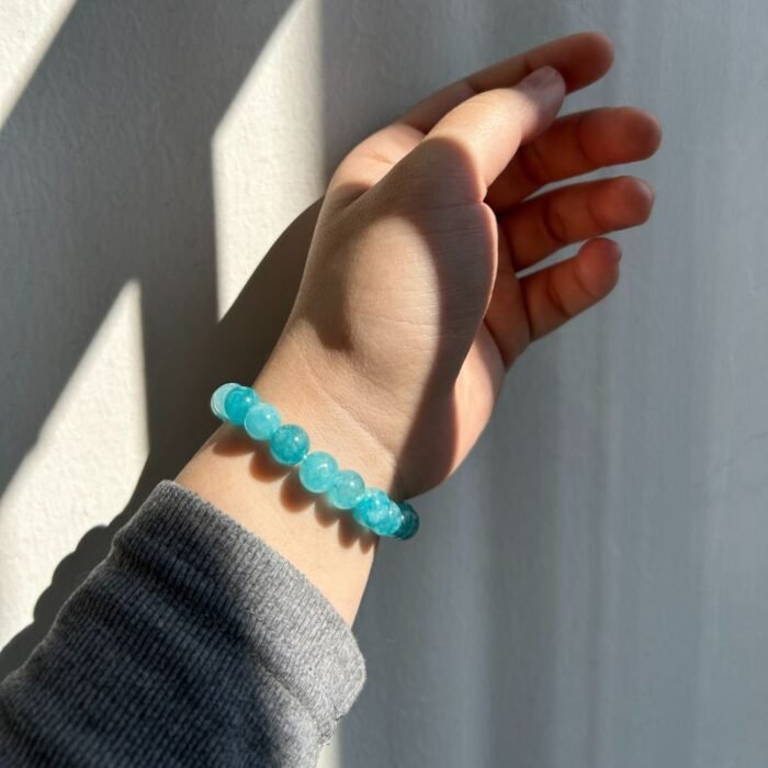 Sky Blue Throat Chakra Bracelet – Pet Fur Memorial Jewelry | Gifts for Someone Who Lost a Pet
