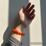 Personalized gold orange cat memorial bracelet with natural stone beads, a keepsake to remember your beloved pet.