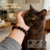 Personalized red brown cat memorial bracelet with natural stone beads, a keepsake to remember your beloved pet.