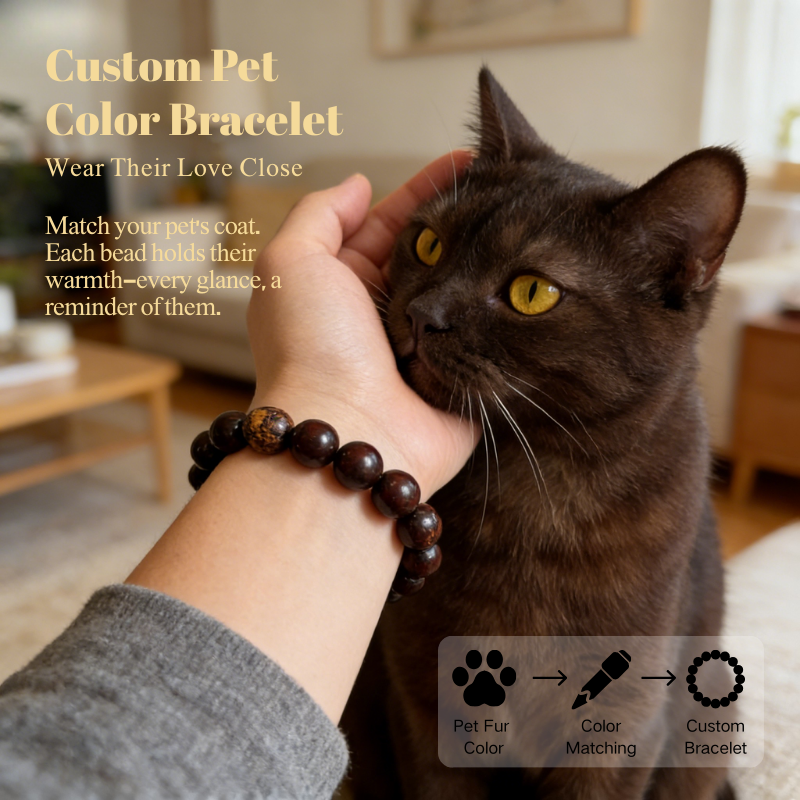 cat-pet-memorial-bracelet-red-brown-001 Personalized red brown cat memorial bracelet with natural stone beads, a keepsake to remember your beloved pet.