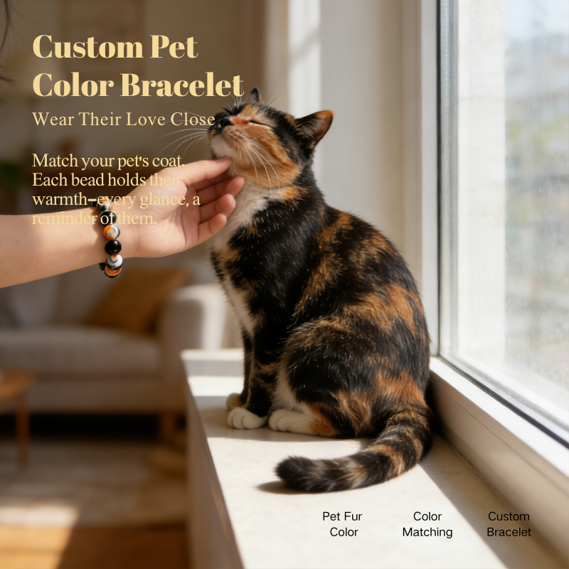 cat-pet-memorial-bracelet-tortie-001 Personalized tortie cat memorial bracelet with natural stone beads, a keepsake to remember your beloved pet.