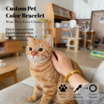 Personalized yellow cat memorial bracelet with natural stone beads, a keepsake to remember your beloved pet.