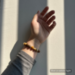 Personalized golden retriever memorial bracelet with natural stone beads, a keepsake to remember your beloved pet.