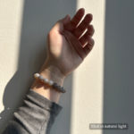 Personalized gray blue cat memorial bracelet with natural stone beads, a keepsake to remember your beloved pet.