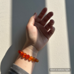 Personalized red orange cat memorial bracelet with natural stone beads, a keepsake to remember your beloved pet.