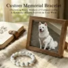 dog-pet-memorial-bracelet-white-002 Personalized white dog memorial bracelet with natural stone beads, a keepsake to remember your beloved pet.