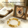 dog-pet-memorial-bracelet-yellow-002 Personalized yellow dog memorial bracelet with natural stone beads, a keepsake to remember your beloved pet.