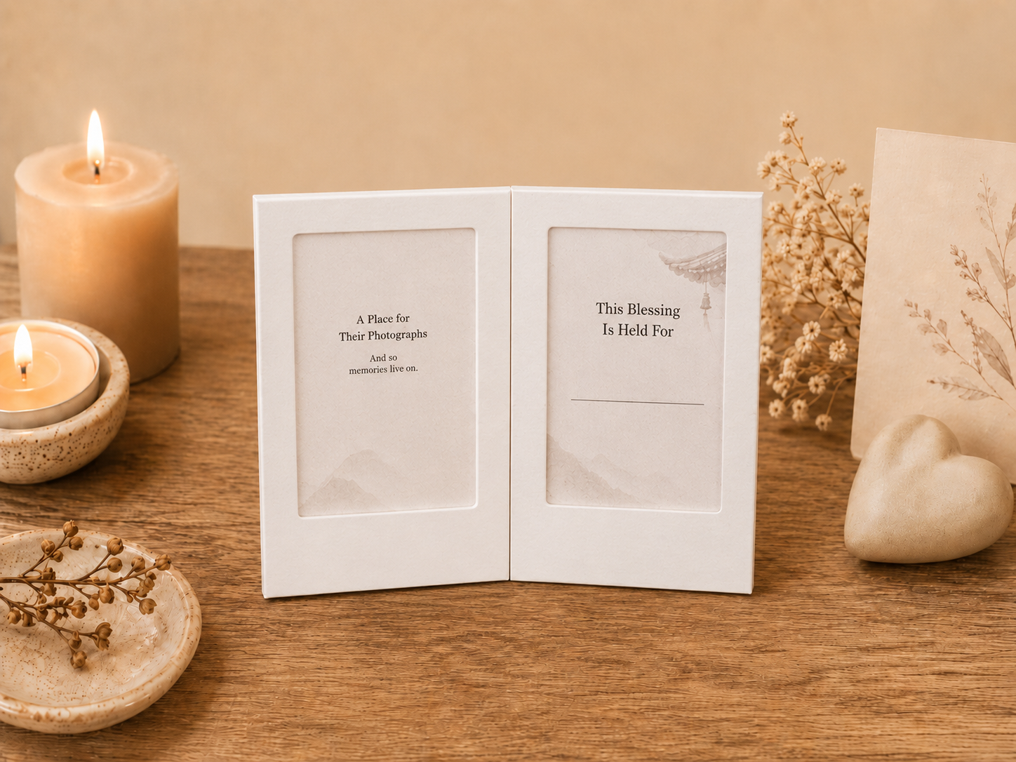 Two magnetic instant frames for photos or notes in a pet memorial set