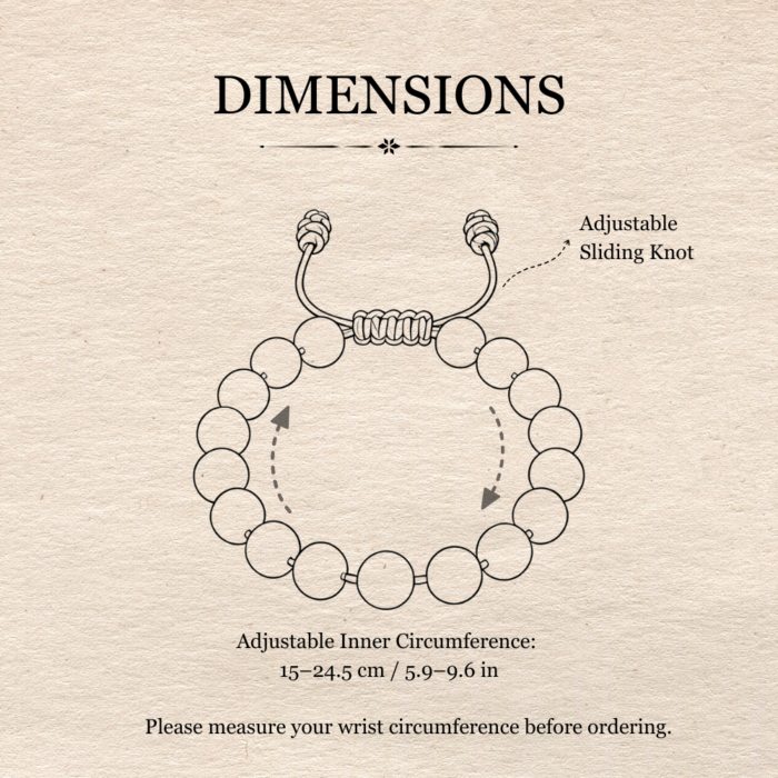 Adjustable dimensions guide for Rainbow-paw pet memorial bracelet
